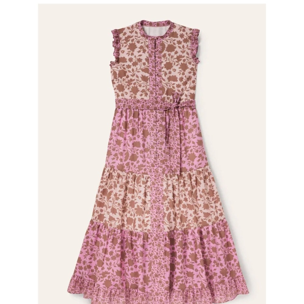 Boden Pink and Cream Floral Tiered Maxi Dress - Picture 3 of 8